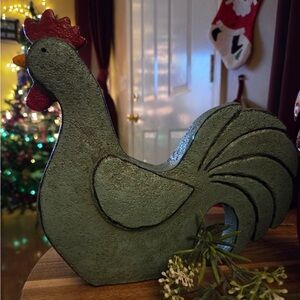 Decorative Green Rooster Figurine